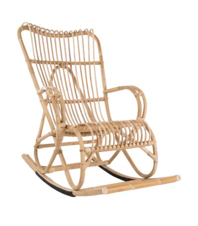 Rocking chair en rotin MARLÈNE, fauteuil à bascule en rotin intérieur, design vintage et confortable