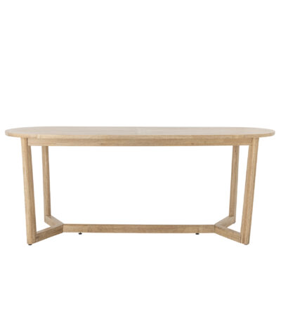 Table à manger en bois Serrone en hévéa naturel, grande table rectangulaire au style cottage pour salle à manger lumineuse.