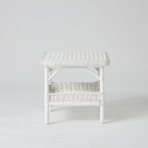 Table basse en rotin laqué blanc carrée PRIMAVERA