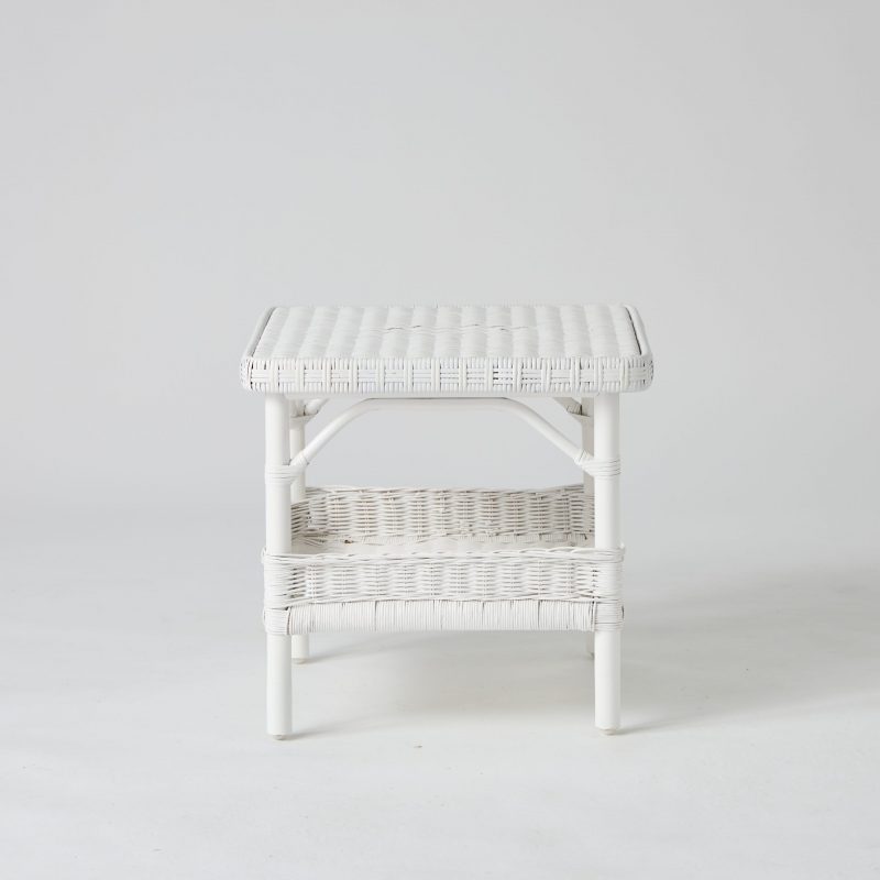 Table basse en rotin laqué blanc carrée PRIMAVERA