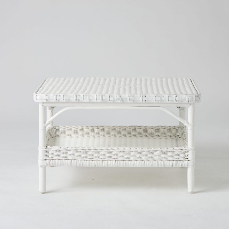 Table basse en rotin laqué blanc rectangulaire PRIMAVERA