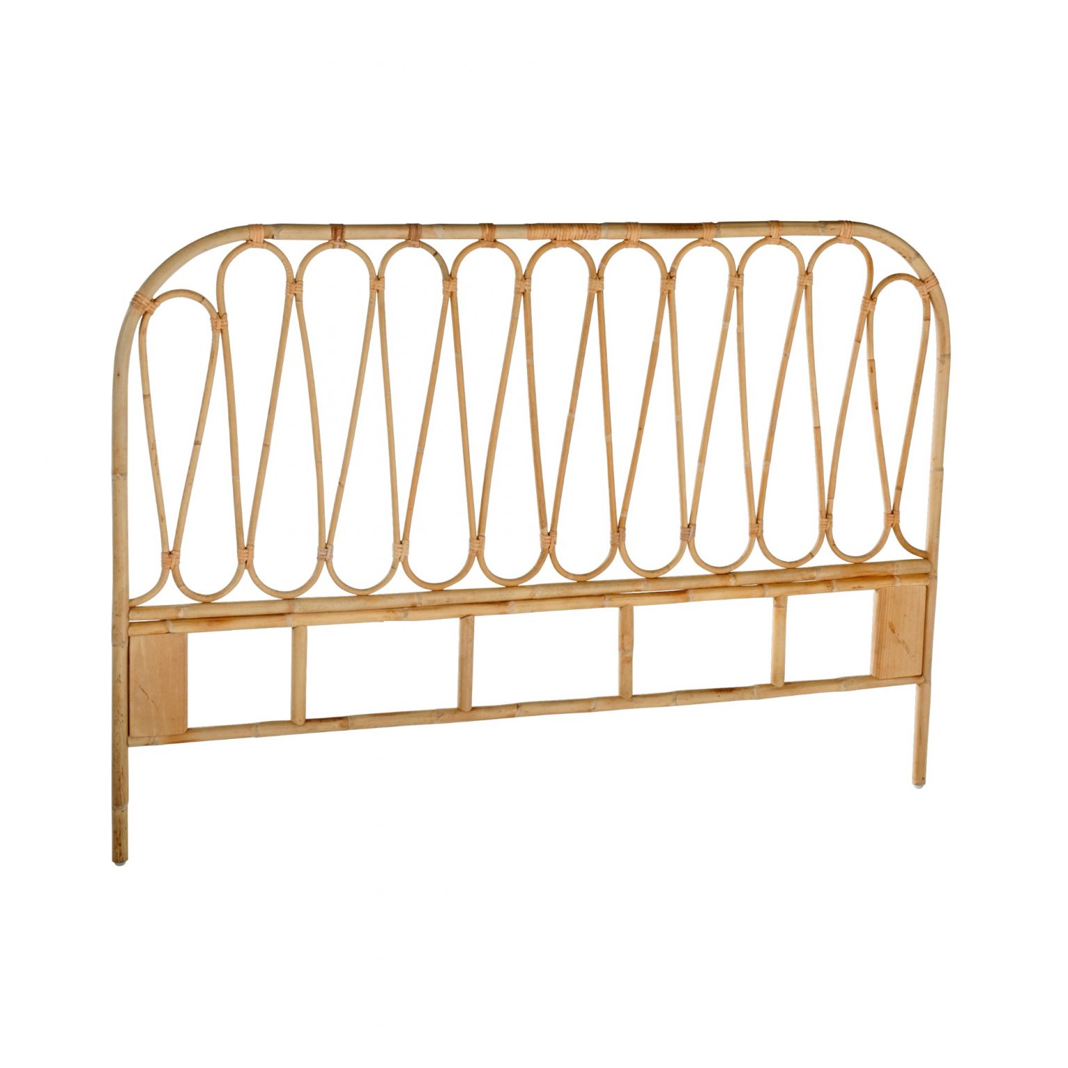 Tête de lit rotin vintage VOLUTES, tête de lit en rotin naturel intérieur, motif courbes et arabesques