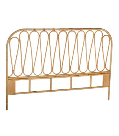 Tête de lit rotin vintage VOLUTES, tête de lit en rotin naturel intérieur, motif courbes et arabesques