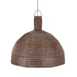 Suspension Dôme - Noyer Foncé - XL en rotin tresse a la main diametre 100cm luminaire artisanal