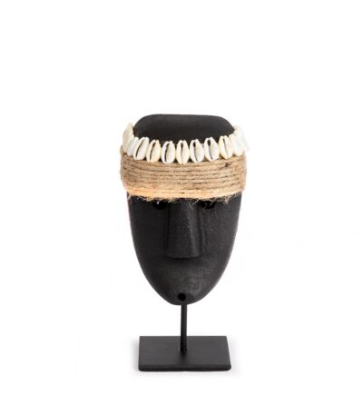 La pierre Sumba 2335 sculpture artisanale en grès noir sur socle pour décoration intérieure