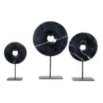 Disque de marbre sur support - Noir - L