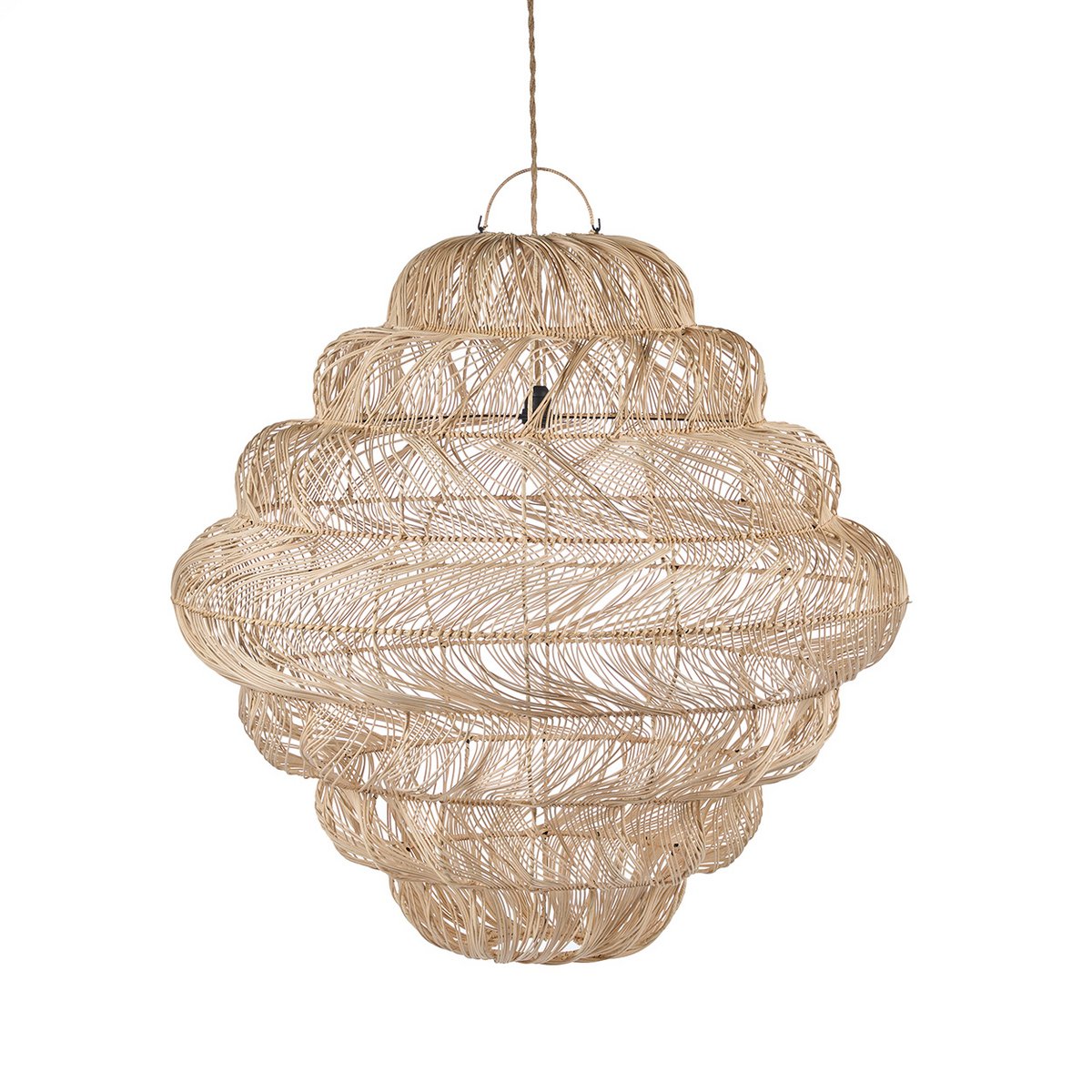 Pendentif Aurora Puff - Naturel - XL en rotin tressé a la main suspension grand format 102cm