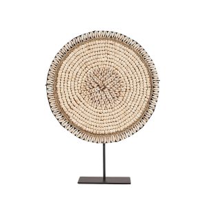 Shell Martinique sur Pied décoration coquillage rond sur socle noir