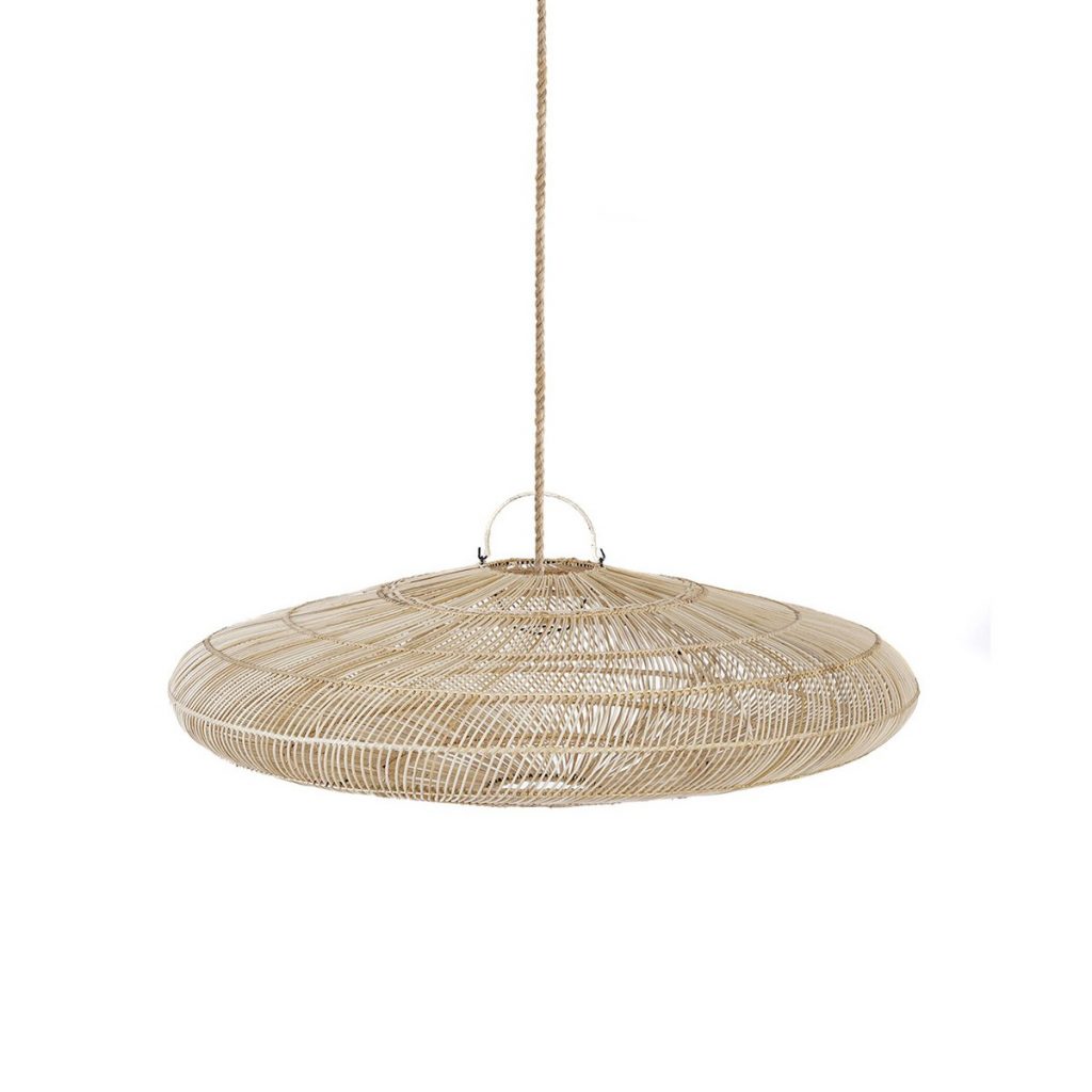 Suspension Macaron - Naturel - L en rotin tressé a la main diamètre 110cm luminaire artisanal