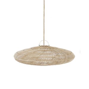 Suspension Macaron - Naturel - L en rotin tressé a la main diamètre 110cm luminaire artisanal