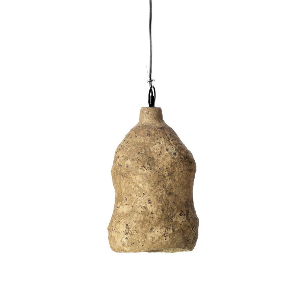 Suspension Moloko – S en papier mâché artisanal, luminaire suspendu au style naturel et texturé