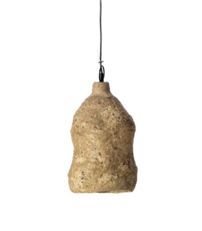 Suspension Moloko – S en papier mâché artisanal, luminaire suspendu au style naturel et texturé