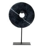 Disque de marbre sur support - Noir - L