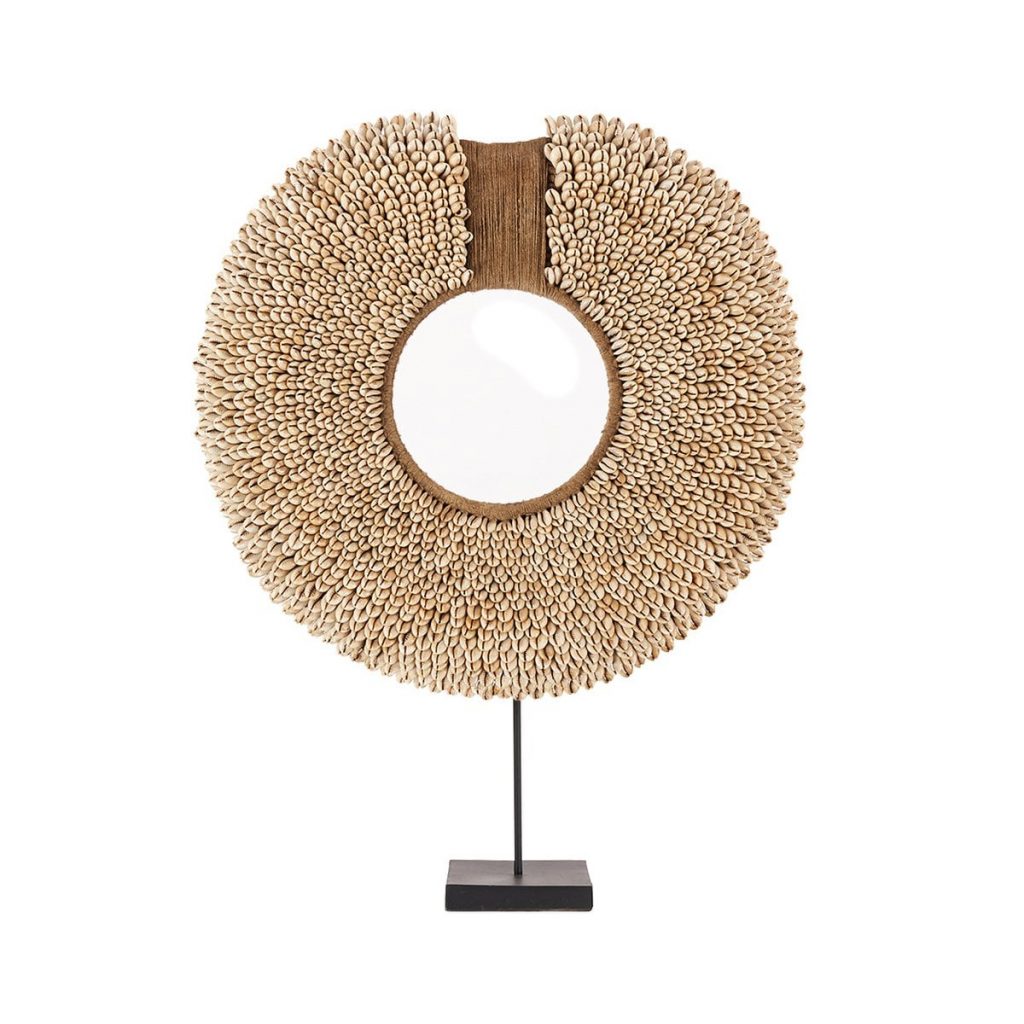 Décoration coquillage sur pied naturel style bord de mer en coquillages artisanaux