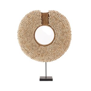 Décoration coquillage sur pied naturel style bord de mer en coquillages artisanaux