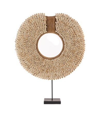 Décoration coquillage sur pied naturel style bord de mer en coquillages artisanaux