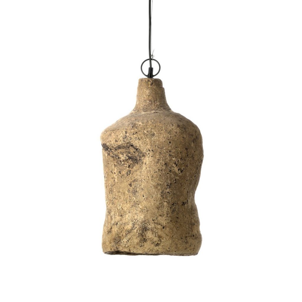 Suspension Moloko - L en papier mâché artisanal, suspension décorative naturelle