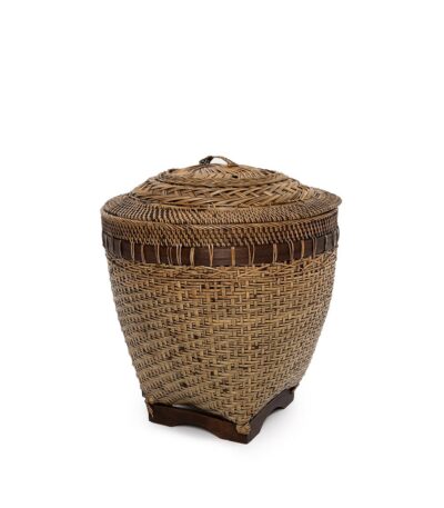 Le Panier de Rangement Colonial – Brun – M en rotin tressé et couvercle