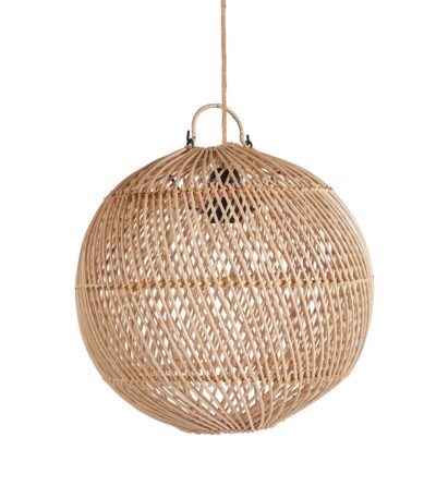 Suspension en rotin Bulle naturel S tressée main ronde style bohème