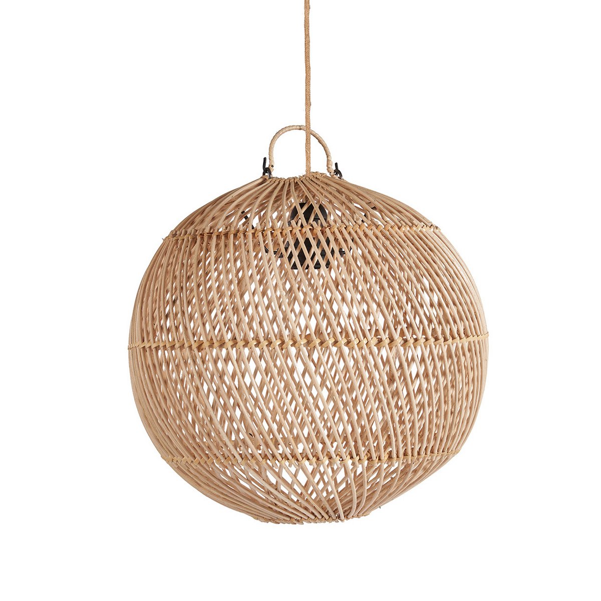 Suspension en rotin Bulle naturel S tressée main ronde style bohème