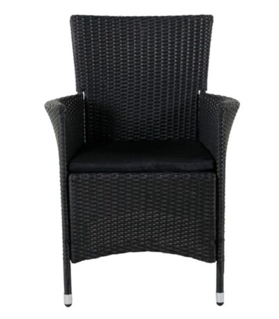 Fauteuil de jardin Knick en rotin synthétique noir empilable – lot de 2 pour terrasse moderne