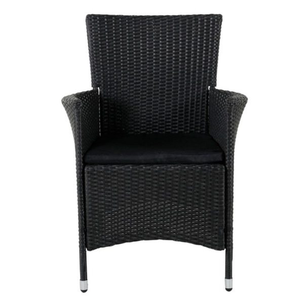 Fauteuil de jardin Knick en rotin synthétique noir empilable – lot de 2 pour terrasse moderne