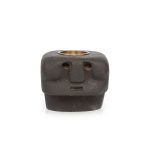 Bougeoir Sumba Stone 27 en pierre noire sculpté visage décoration artisanale