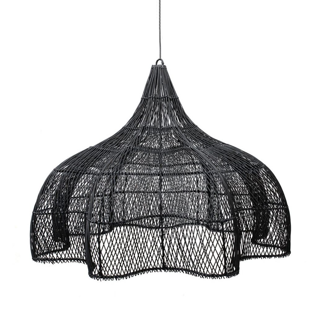 Suspension Fouetté - Noir - XL en rotin tressé grande suspension 110 cm