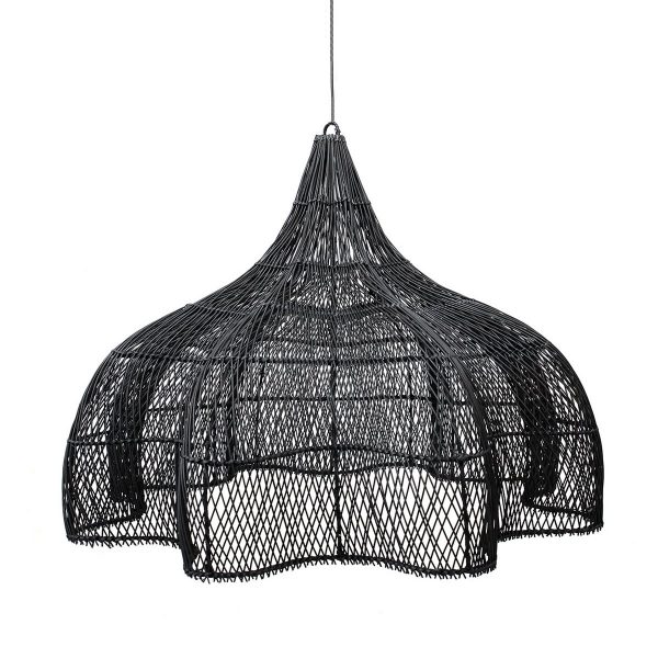 Suspension Fouetté - Noir - XL en rotin tressé grande suspension 110 cm