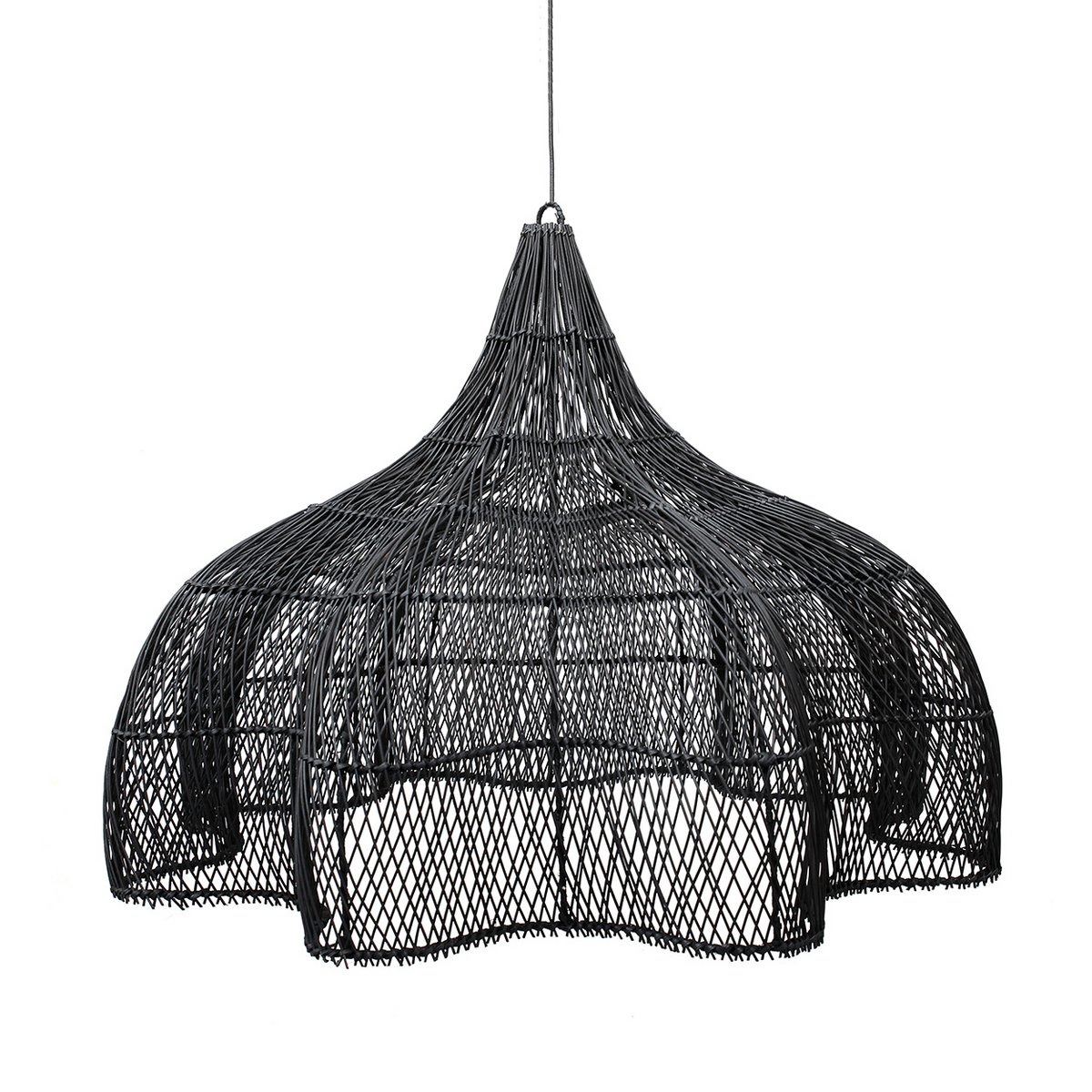 Suspension Fouetté - Noir - XL en rotin tressé grande suspension 110 cm