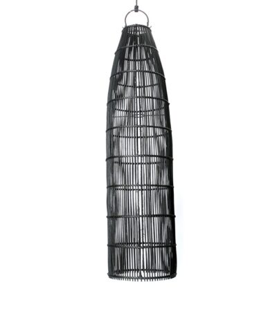 Suspension Piège à Poisson – Noir – L en rotin tressé forme effilée style bohème