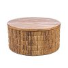 Table basse ronde Abaca Magani en teck naturel et abaca tressé 80 cm
