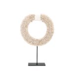 Disque de coquille de Papouasie décoration coquillage blanc sur support noir