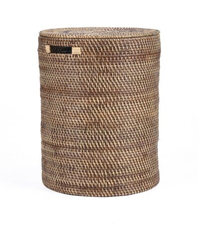 Panier à Linge – Brun Naturel en rotin tressé avec couvercle