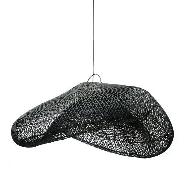 Pendentif The Cloud - Noir - XXL en rotin tresse a la main suspension sculpturale 120cm