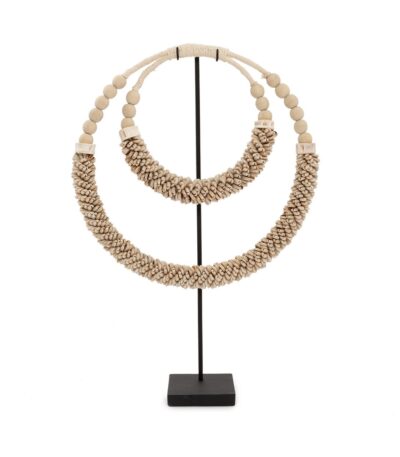 Collier Double Coquillage Sur Support décoration coquillage sur pied socle noir