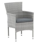 Fauteuil de jardin Malina gris en résine tressée vendu en lot de 2 avec coussins