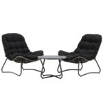 Salon de jardin 2 places Cala anthracite avec deux fauteuils lounge et table ronde acier