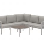 Ensemble de jardin KOS beige en aluminium avec canapé d’angle et table basse polywood