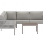 Ensemble de jardin KOS beige en aluminium avec canapé d’angle et table basse polywood