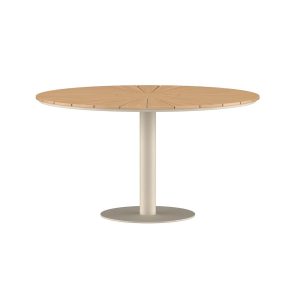 table_a_manger_extérieur_croft_esprit_rotin (1) Table à manger extérieur Croft ronde en teck et aluminium beige 120 cm pour terrasse et jardin