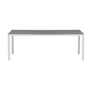 Table de jardin Break blanc et gris 8 places en aluminium avec plateau effet bois Aintwood