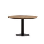 table_extérieur_croft_noir (5) Table à manger extérieur Croft noir ronde en teck et aluminium 120 cm pour terrasse moderne