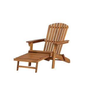 Transat Tropea en acacia FSC® avec repose-pieds intégré pour terrasse et jardin