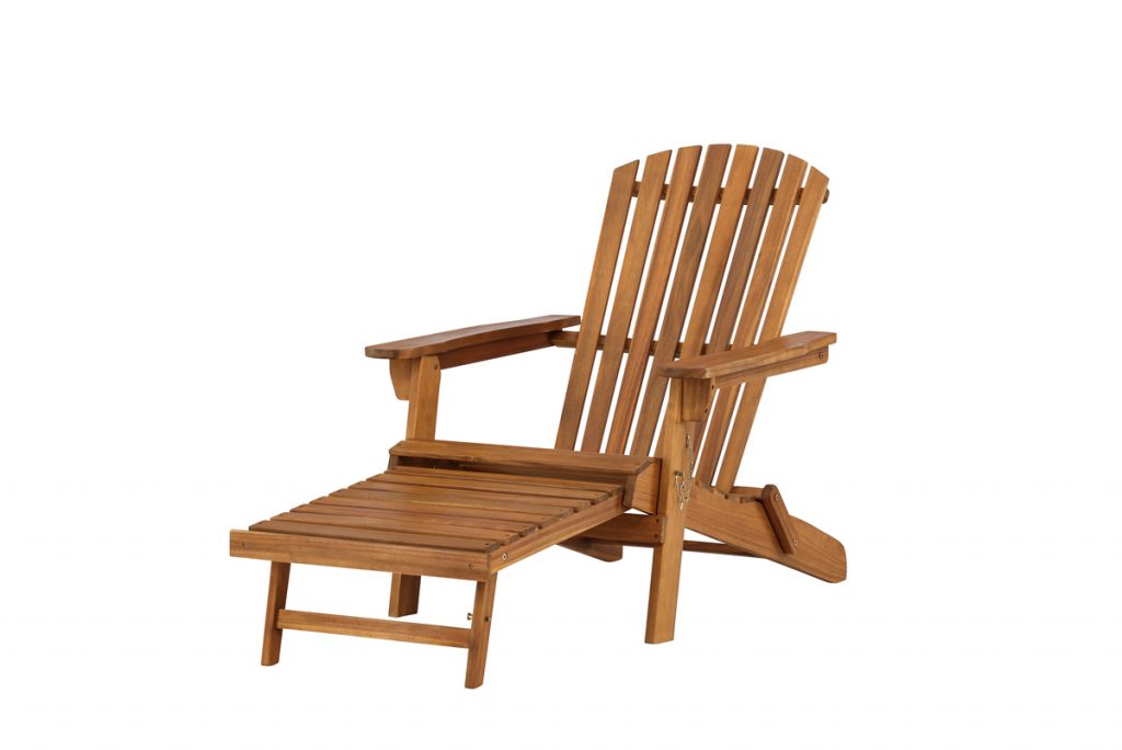 Transat Tropea en acacia FSC® avec repose-pieds intégré pour terrasse et jardin