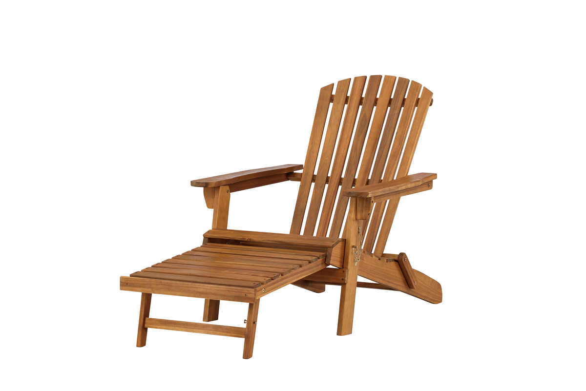 Transat Tropea en acacia FSC® avec repose-pieds intégré pour terrasse et jardin