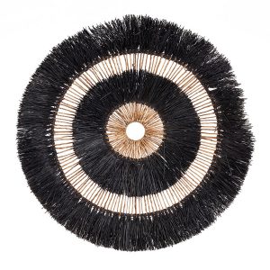 Déco Murale Maurea – Noir en feuille de palmier tressée décoration murale naturelle grand format