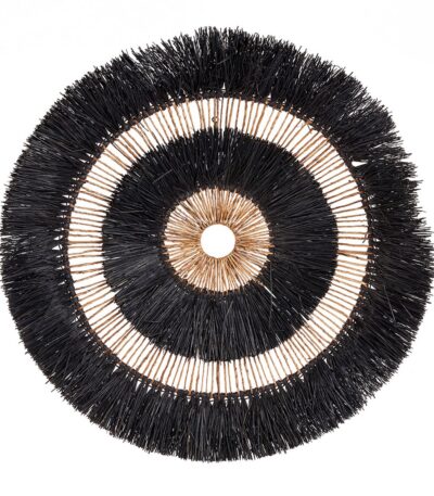 Déco Murale Maurea – Noir en feuille de palmier tressée décoration murale naturelle grand format