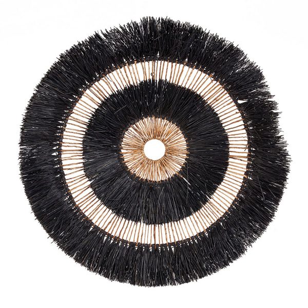 Déco Murale Maurea – Noir en feuille de palmier tressée décoration murale naturelle grand format