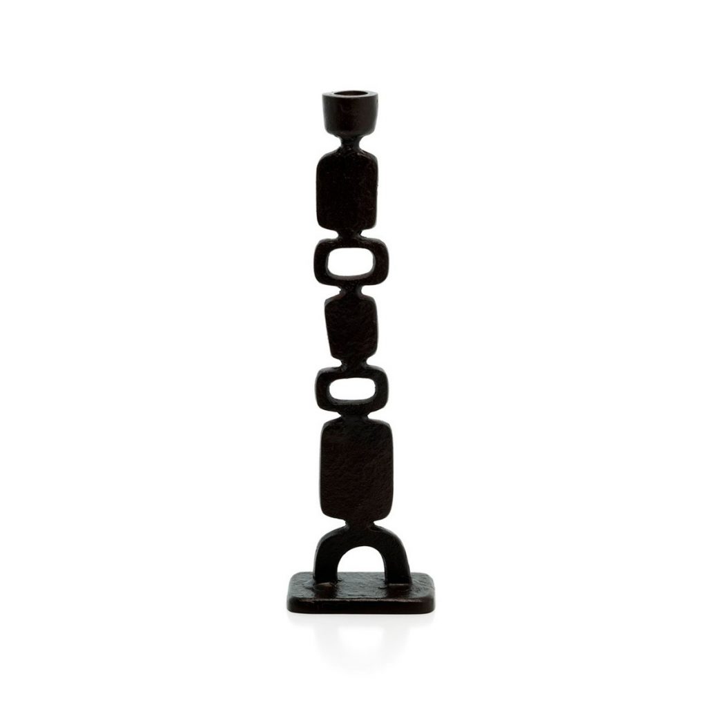 Bougeoir Totemo - Noir en aluminium recyclé, bougeoir décoratif noir design sculptural
